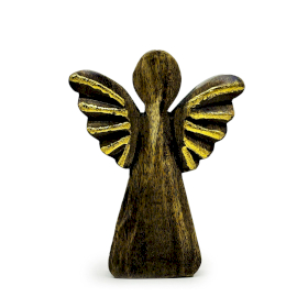 6x Angelo Grande in Legno di Mango – Decorazione Dorata – 19cm