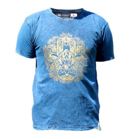 T-shirt L Stonewashed Hamsa  – Blu