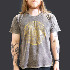 T-shirt L Stonewashed – Mandala – Grigio scuro