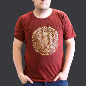 T-shirt XL Stonewashed Mandala – Bordeaux