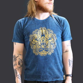 T-shirt L Stonewashed Hamsa  – Blu