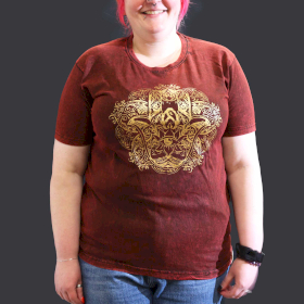 T-shirt XL Stonewashed Hamsa – Bordeaux