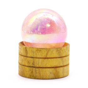 Sfera di Cristallo di Pietra  40mm - Quarzo Rosa Aura di Titanio con Supporto