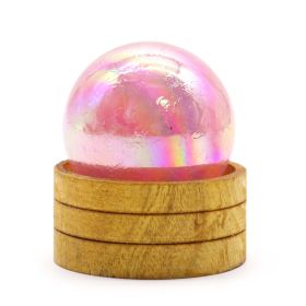 Sfera di Cristallo di Pietra  50mm - Quarzo Rosa Aura di Titanio con Supporto