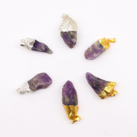 6x Ciondoli in Ametista Placcati Oro & Argento (6 assortiti)