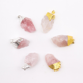 6x Ciondoli in Quarzo Rosa Placcati Oro & Argento (6 assortiti)