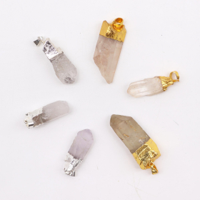 6x Ciondoli in Quarzo Ialino Placcati Oro & Argento (6 assortiti)