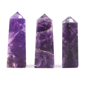 3x Obelisco in Pietra Semipreziosa ca. 5 cm – Ametista Africana