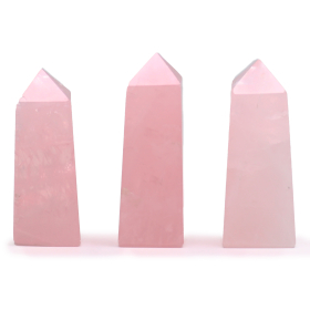 3x Obelisco in Pietra Semipreziosa ca. 5 cm - Quarzo Rosa
