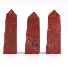 3x Obelisco in Pietra Semipreziosa ca. 5 cm - Diaspro Jed