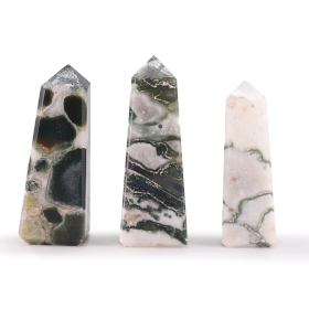3x Obelisco in Pietra Semipreziosa ca. 5 cm- Agata Muschiata