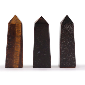 3x Obelisco in Pietra Semipreziosa ca. 5 cm - Occhio di Tigre