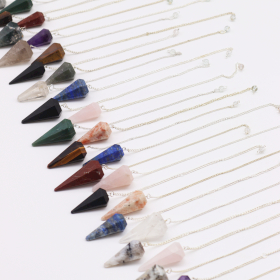 36x Kit di Avviamento Pendoli in Pietra  Semipreziosa – 12 pezzi (3 Tipi) | 4cm, Piramide 6 Lati
