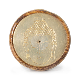 10x Dorato su legno di mango - Testa di Buddha