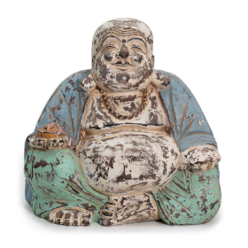 Statua Buddha Artigianale 30cm - Blu - Felicità