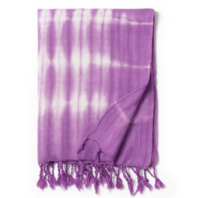 4x Stola/Scialle Boho Java Art – Righe Lavanda e Motivo Decorativo – 62x200 cm