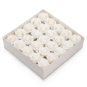 25x Rosa a 5 Strati-Solo Decorazione-Con Finitura in Seta-Bianco Classico Luminoso