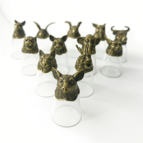 12x Bicchierini “Bottom Up” (25 ml) – Creature dello Zodiaco Cinese – Bronzo Antico