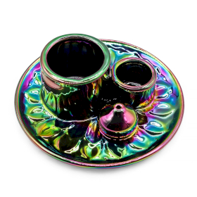 Supporto per Palo Santo e Incensi- Mandala - Effetto Arcobaleno Metallico