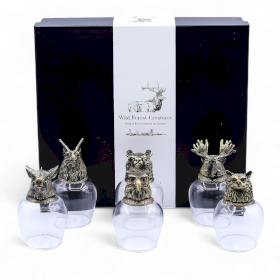 6x Bicchieri “Bottom Up” (100 ml) – Creature della Foresta Selvaggia – Bronzo Antico