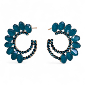 Orecchini a Cerchio in Vetro Vintage Verde Teal