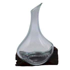 Mini Decanter in Vetro Fuso su Legno