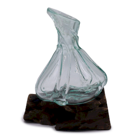 Mini Decanter Decorativo in Vetro Fuso su Legno