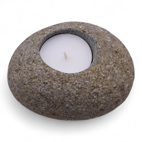 Portacandela in Pietra di Fiume Naturale – Per una Candela Tealight(aprox 10x10x7cm)