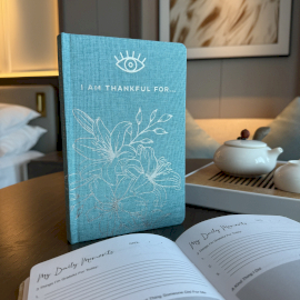 Taccuino della gratitudine – Nero intenso con bordo dorato – 120 pagine – Rich Black & Gold Lining