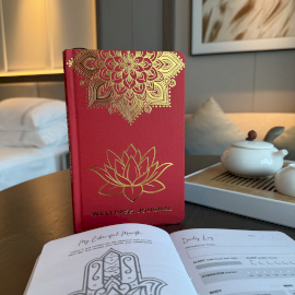 Taccuino del benessere – Rosso – 120 pagine – Golden Mandala and Lotus