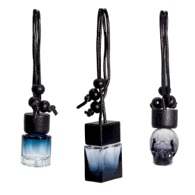 12x Black - Car Diffuser Hanging Bottles - 8ml - (3 assorted designs x 4)