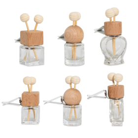 12x Clear- Car Diffuser Vent Attach Bottles - 8ml - (3 assorted designs x 4)