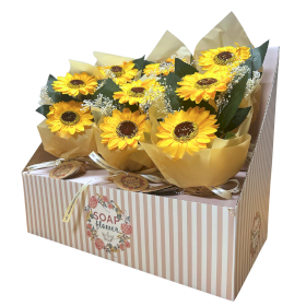 6x Fiori di sapone pronti per la vendita – Bouquet con due Fiori di sapone pronti per la vendita – Bouquet con Due Girasolirasoli