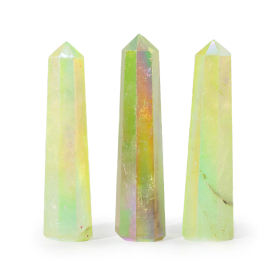 3x Obelisco in Pietra Semipreziosa circa 9 cm – Quarzo Aura Cristallo – Verde Chiaro
