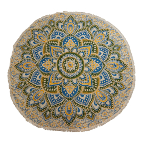 Telo rotondo con mandala (180 cm) – Giallo e Blu