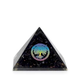 Piramidi Orgonite piccole 5,5x4,5 cm – Albero della Vita – Schegge di Tormalina Nera