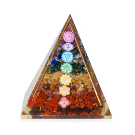 Piramidi Orgonite medie 7x6 cm – Barre di Rame – Schegge dei 7 Chakra