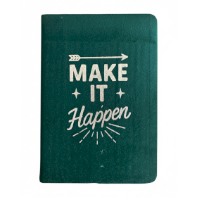 Taccuino in velluto – 80 pagine – Make it Happen – Verde scuro