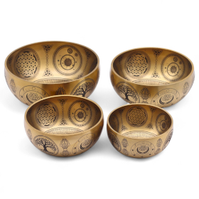Buddha in Ottone Puro Inciso – Set da 4 – Circa 3,85kg