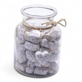 50x Cuori Decorativi in Legno – Lavender (50 pz) – in Barattolo Espositore