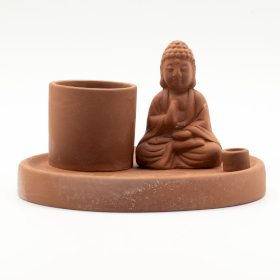 Portaincenso in Ceramica Multiuso Buddha - Stile Terracotta Naturale