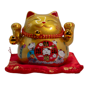 Salvadanaio Gatto Portafortuna in Ceramica - Oro
