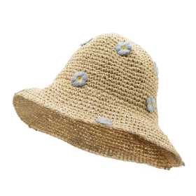 Cappello di Paglia - Beige e Fiori Blu