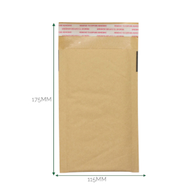 50x Buste in Carta Kraft Imbottite con Pluriball – 115x175+40 mm