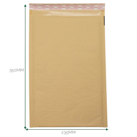 25x Buste in Carta Kraft Imbottite con Pluriball – 235x350+40 mm