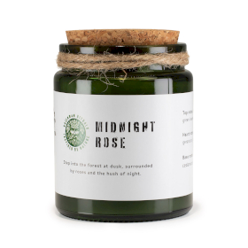 Candela di Soia con Stoppino in Legno – Rosa di Mezzanotte