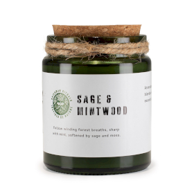 Candela di Soia con Stoppino in Legno – Salvia & Mintwood