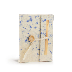 Taccuino Mini in Carta Lokta – Cotone Blu Misto (12x8 cm) – 40 Fogli
