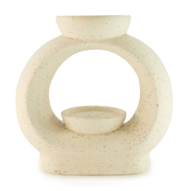 3x Brucia Essenze - Ciottolo Ovale Grande - Bianco Crema Puntinato