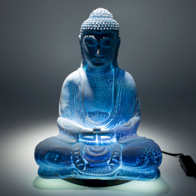 Lampada Buddha in Meditazione - Azzurro -  Base Ovale